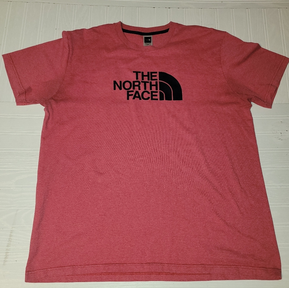 The North Face Shirt Mens Short Sleeve Red Cotton Black Printed Top Graphic Tee